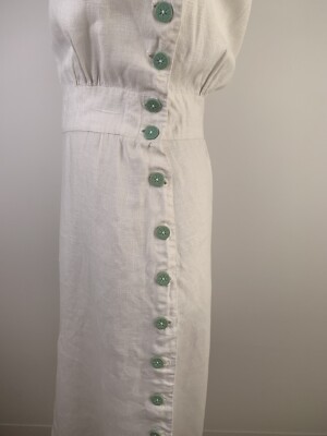 Vintage 1930s Dress White Linen Side Button Size M / W29 Midi 30s  Sportswear | eBay