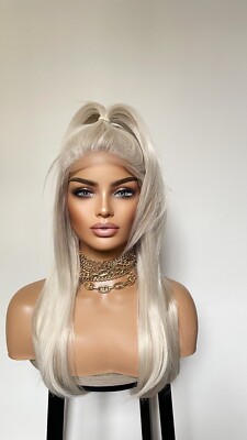 Weiß Platinblonde Kurzhaar Synthetik Lace Front Perücke Alopezie Haarausfall Perücke