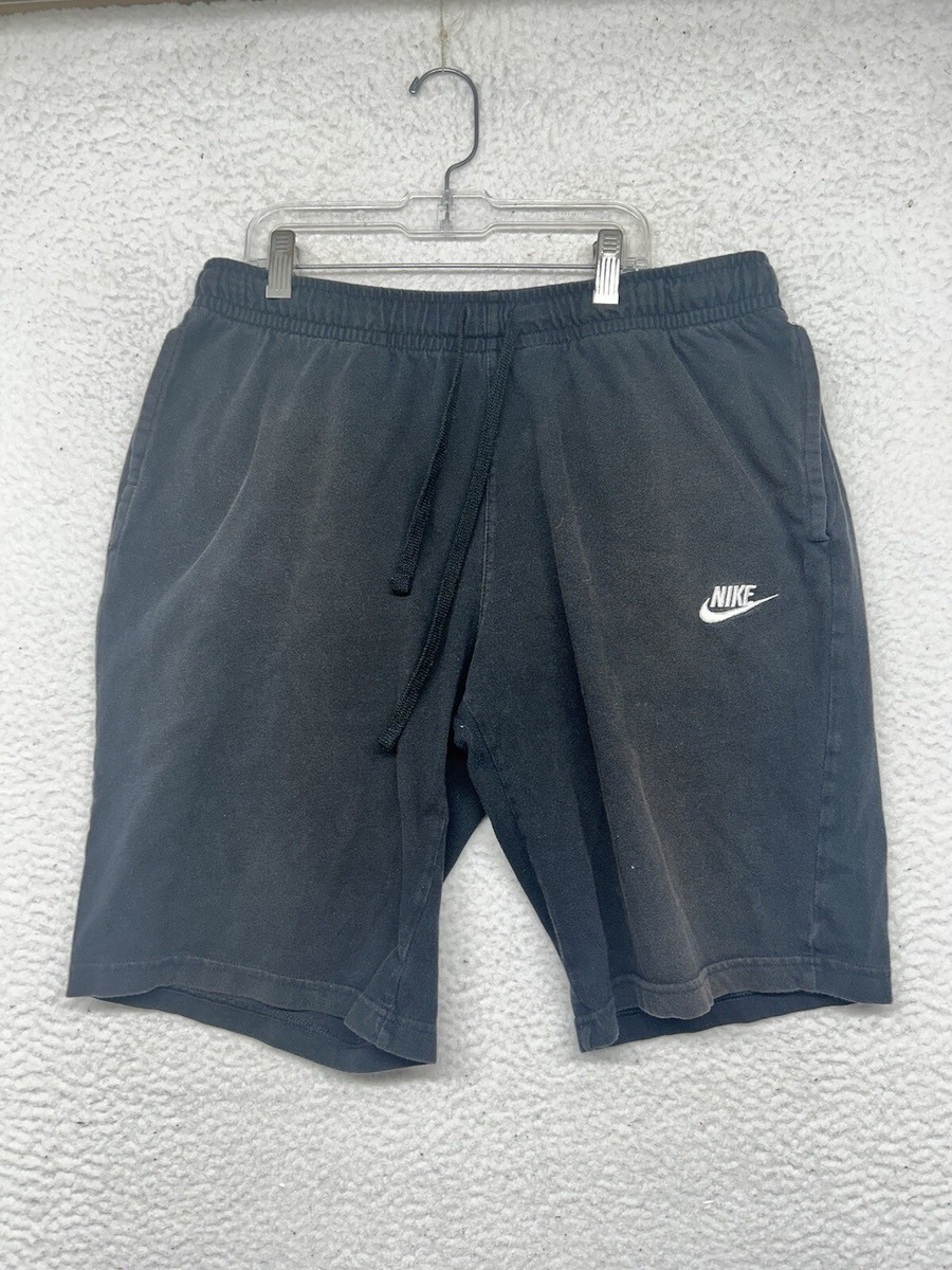 Nike Sportswear Club Jersey Shorts Mens L Large Black Swoosh Spell