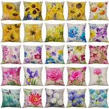 Water Color Floral Pattern Pillow Covers Blossoms Sunflower Throw Pillow covers