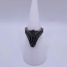 ZAD Silver Tone Black Ring Size 5