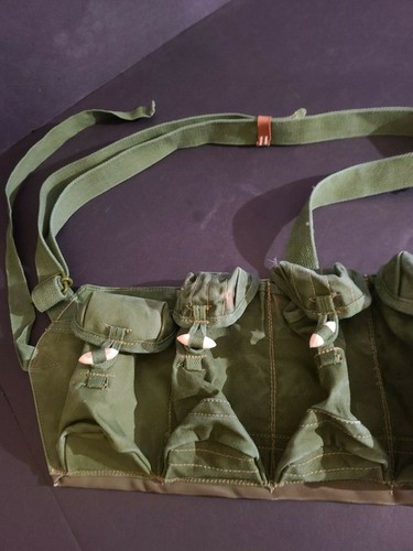 Vintage Asian Canvas AMMO Clip Military Army Belt 8 POUCHES - 第 4/8 張圖片