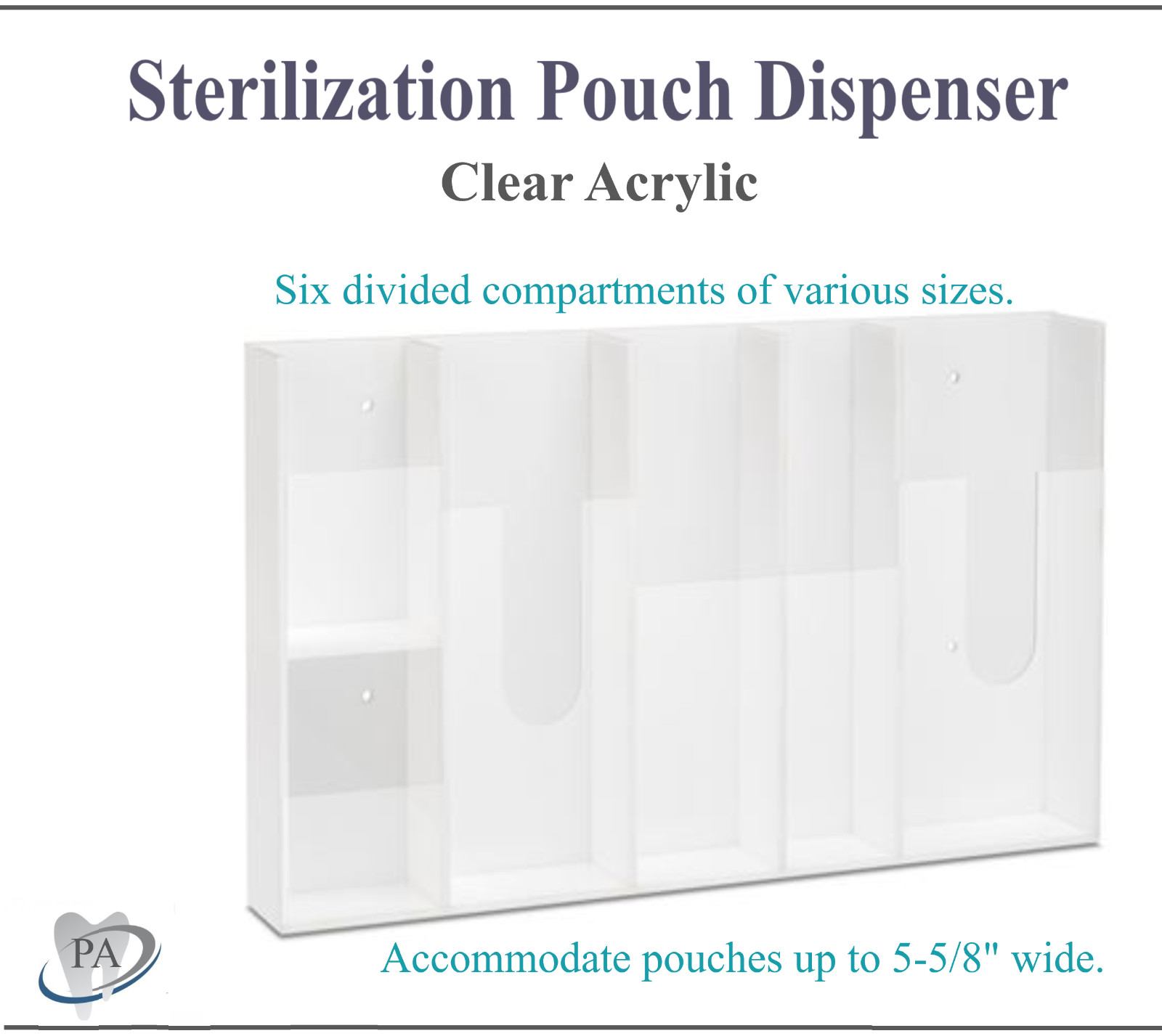 Dental Medical Acrylic Sterilization Pouch Dispenser, Ea Cont Holds 200 Pouches