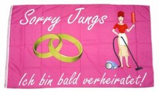 Fahne / Flagge Junggesellinenabscheid Sorry Jungs Hochzeit 90 x 150 cm