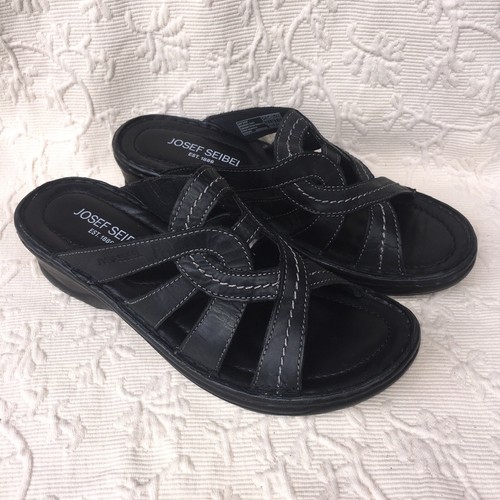 Josef Seibel Catalonia schwarze Keilsandaletten Größe 7 -7,5 (EU 38)