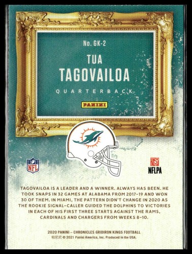 Tua Tagovailoa #GK-2 2020 Panini Chronicles Gridiron Kings Miami Dolphins - Picture 2 of 2