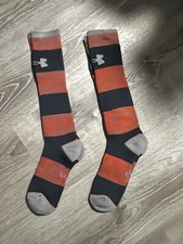 Under Armour Boys Large Knee Socks Stripes Orange blue Size Large New NWOT