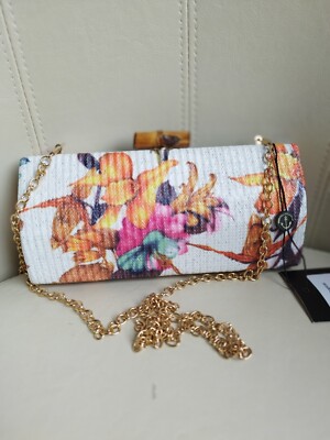 COLLECTIF London PP Straw Nara Tropical Clutch Bag UK