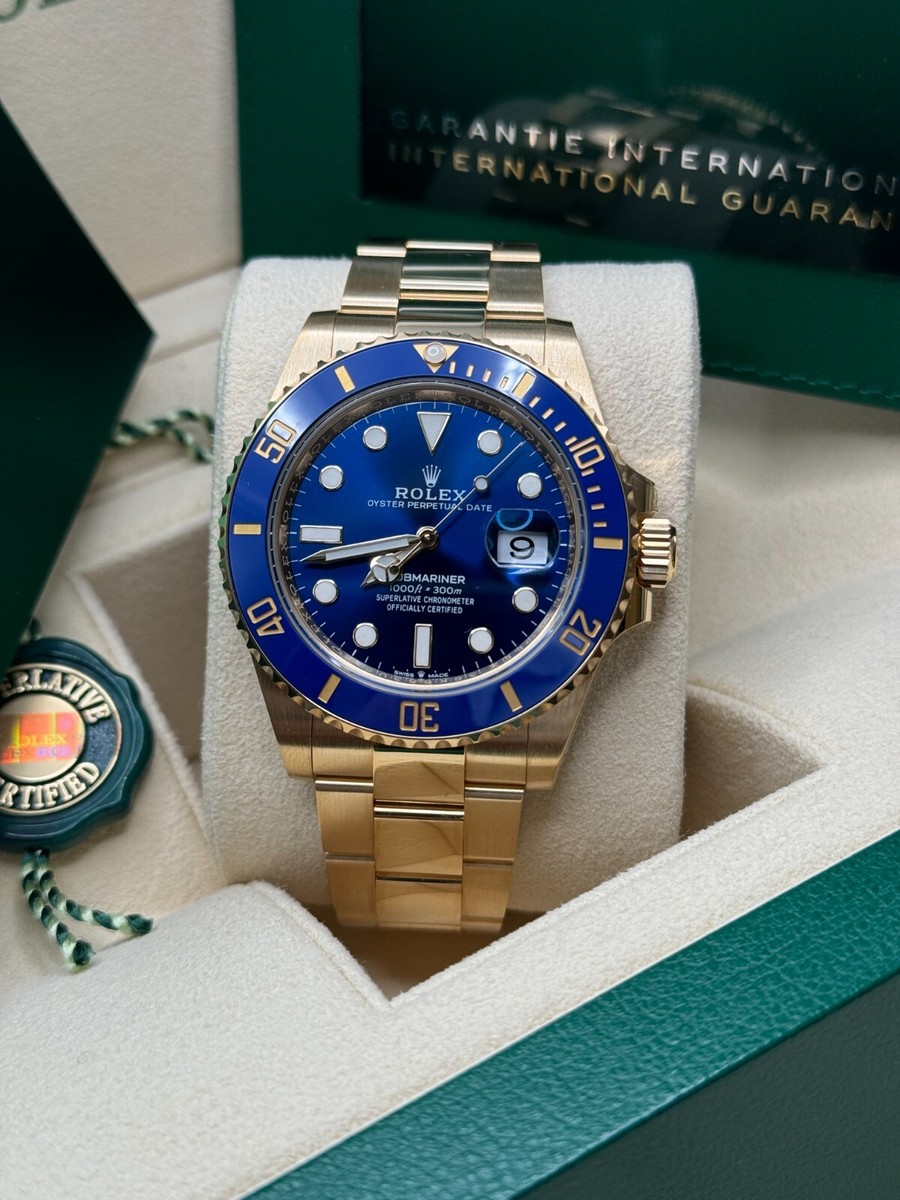 Rolex Submariner 126618LB Gold Oyster Bracelet with Blue Bezel for