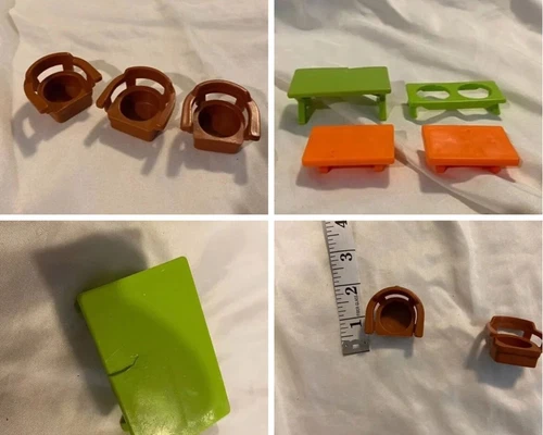 Vintage Fisher-Price Little People Furniture Set - Chairs, Benches, And Table
