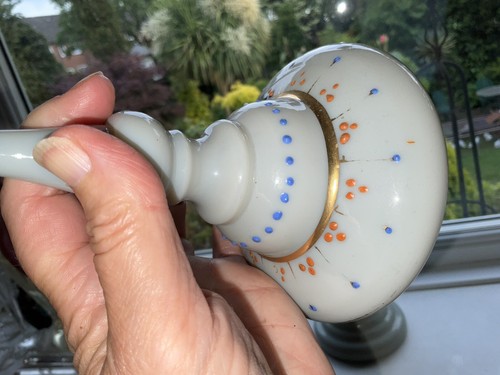 ๐ RARE Antique MOSER OPALINE Glass Lid Footed Vase Urn Hand Enamel Gilded 15โ - Picture 8 of 15