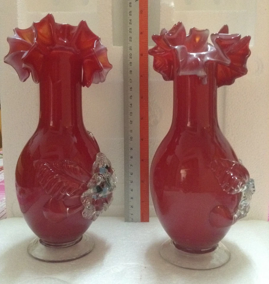 VINTAGE MURANO Art Glass Red Vase x 2 pcs - Image 4 of 4
