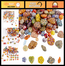 140Pcs Bohemian Glass Beads for Jewelry Making - Vintage Czech Style, Floral R