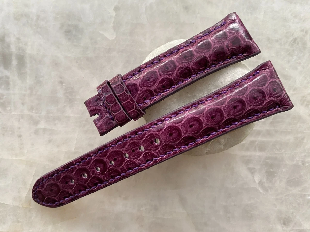 Pink & Black Python Snake Michele Watch Strap Dark Purple Snake Leather Watch Strap | 7Strap main image 4