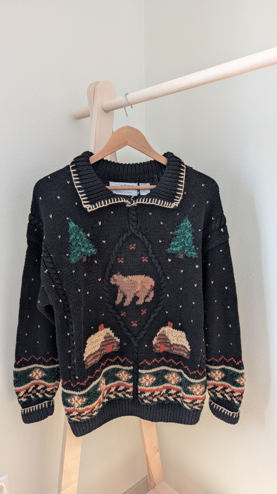 Vintage Cabincore Abstract Patterned Chunky Textu… - image 1