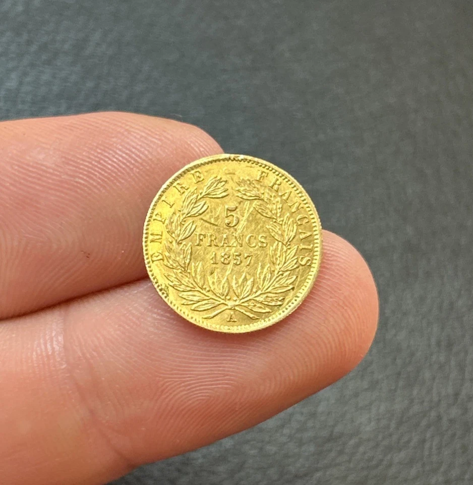 France - Monnaie 5 Francs Napoléon III 1857-A TB+ / F+ Or 900‰ 1,60g [MFR335] - Photo 2/4