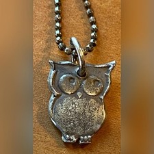 Sterling Silver 925 Owl Pendant Necklace Ball Chain Italy 18" Animal Charm