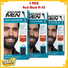 Just For Men M-55 REAL BLACK Mustache Beard Brush In 3 boxes