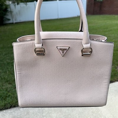 Guess Alexie Logo Girlfriend Satchel In Pale Pink Faux Leather ￼