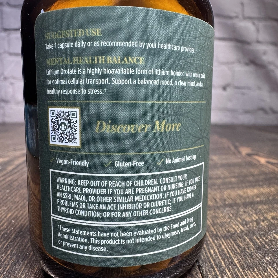 Global Healing Suplemento de Orotato de Litio 10mg - 60 Cápsulas Foto 4 de 4