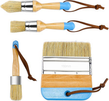 4 Pcs Chalk Paint Brushes Wax Brush Set Natural Bristle Paint Brushes with Wood 
