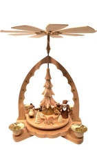 16072 - Richard Glaesser Pyramid - Santa, Children and Toys Natural - 9.5"H x 6"