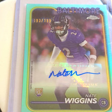 2024 Topps Chrome - Rookie AutographsNate Wiggins  Aqua Refractor /199 (AU, RC)