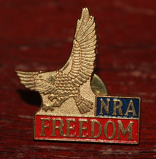 Vintage NRA Freedom With Gold Eagle Lapel Pin/Tie Tac Made In USA 2nd Amendment