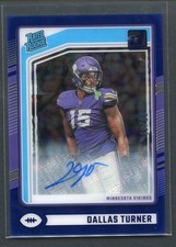 Blue /49 Dallas Turner #63 Rated Rookie Auto RC 2024 Panini Clearly Donruss SN