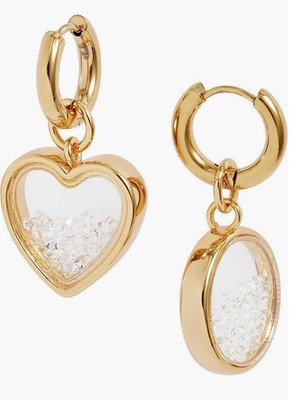 Timeless Pearly 24k-Gold Plated Swarovski Crystals Drop Huggie Hoop Earrings 