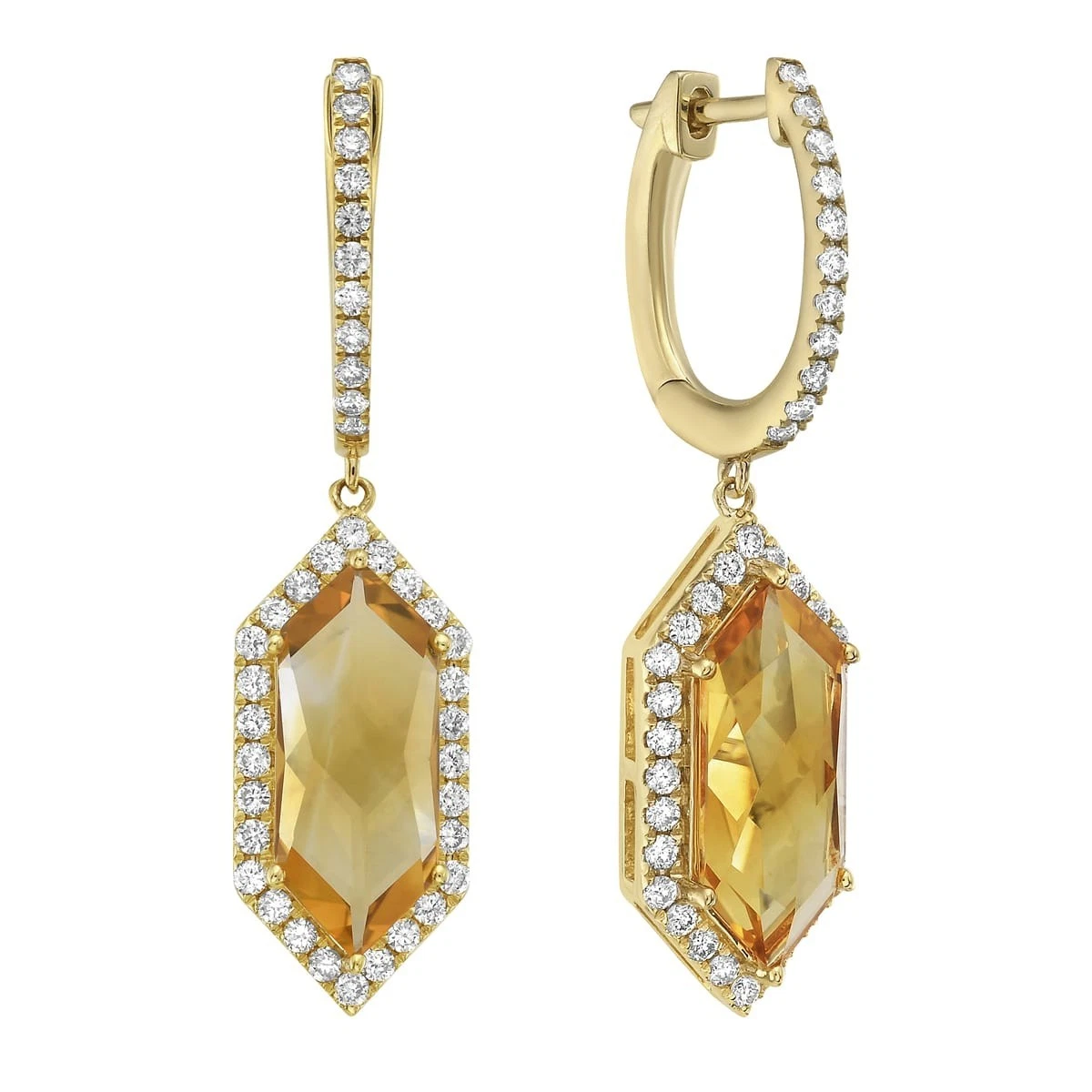 14K Yellow Gold Citrine & Natural Diamond Earrings 0.73 ct tw G SI1 Women's