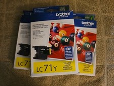 3 New Genuine Brother LC71 Yellow Ink Cartridge  SEE PICS  K83 