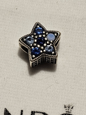 PANDORA Bright Blue Mosaic Pave Star Charm #796379NSBMX