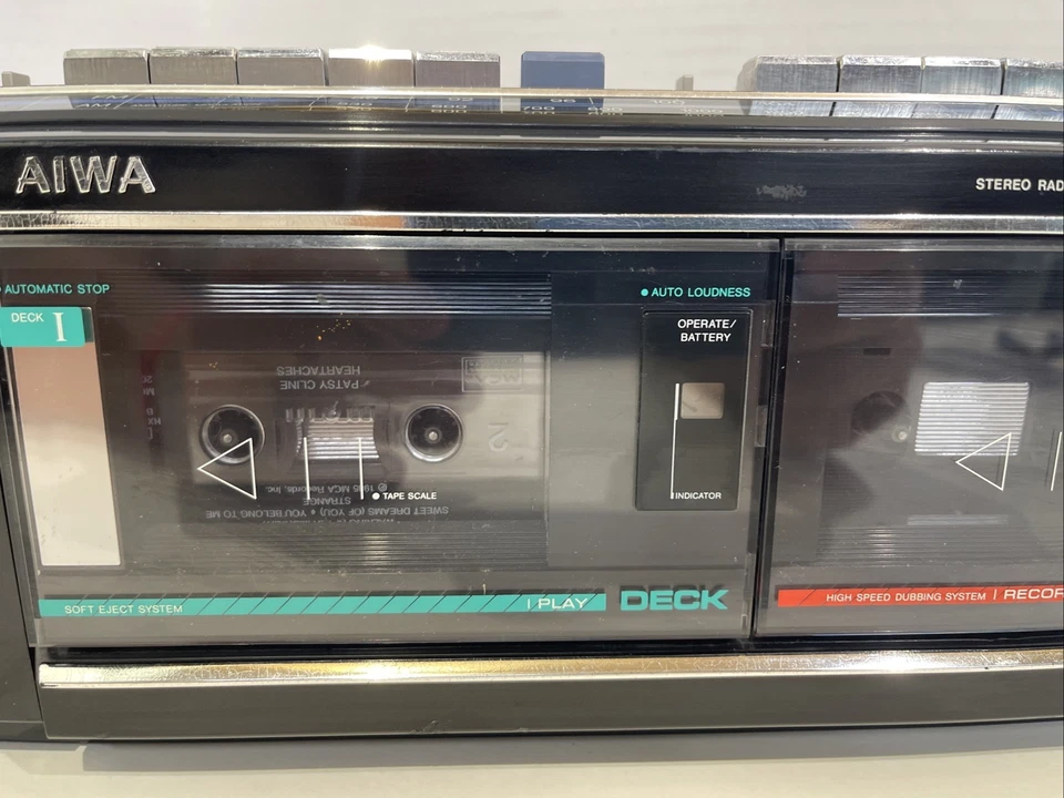 RARO! Gravador cassete rádio Boombox Aiwa Cs-w550 1980 preto funciona! - Imagem 3 de 4