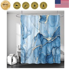 Blue Marble Shower Curtain, Modern Abstract Fabric Shower Curtains for Bathro...