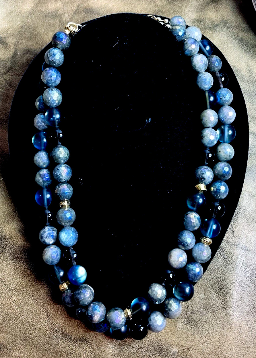 Statement DEVON LEIGH multi-strand Necklace BLUE … - image 1