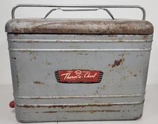 Caja de hielo Knapp Monarch de aluminio Therm-a-Chest Cooler vintage (usada)