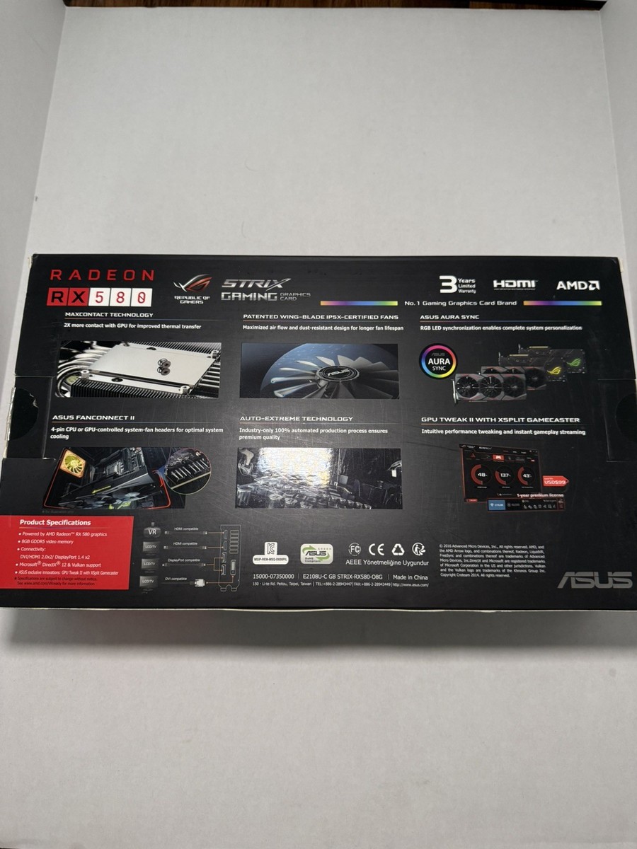 ASUS ROG Strix Gaming AMD Radeon RX 580 8GB OC Edition | eBay
