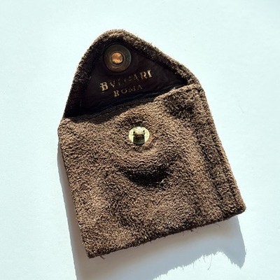 Bvlgari jewelry Vintage Suede Leather earrings Or Ring Case pouch -2 x2 