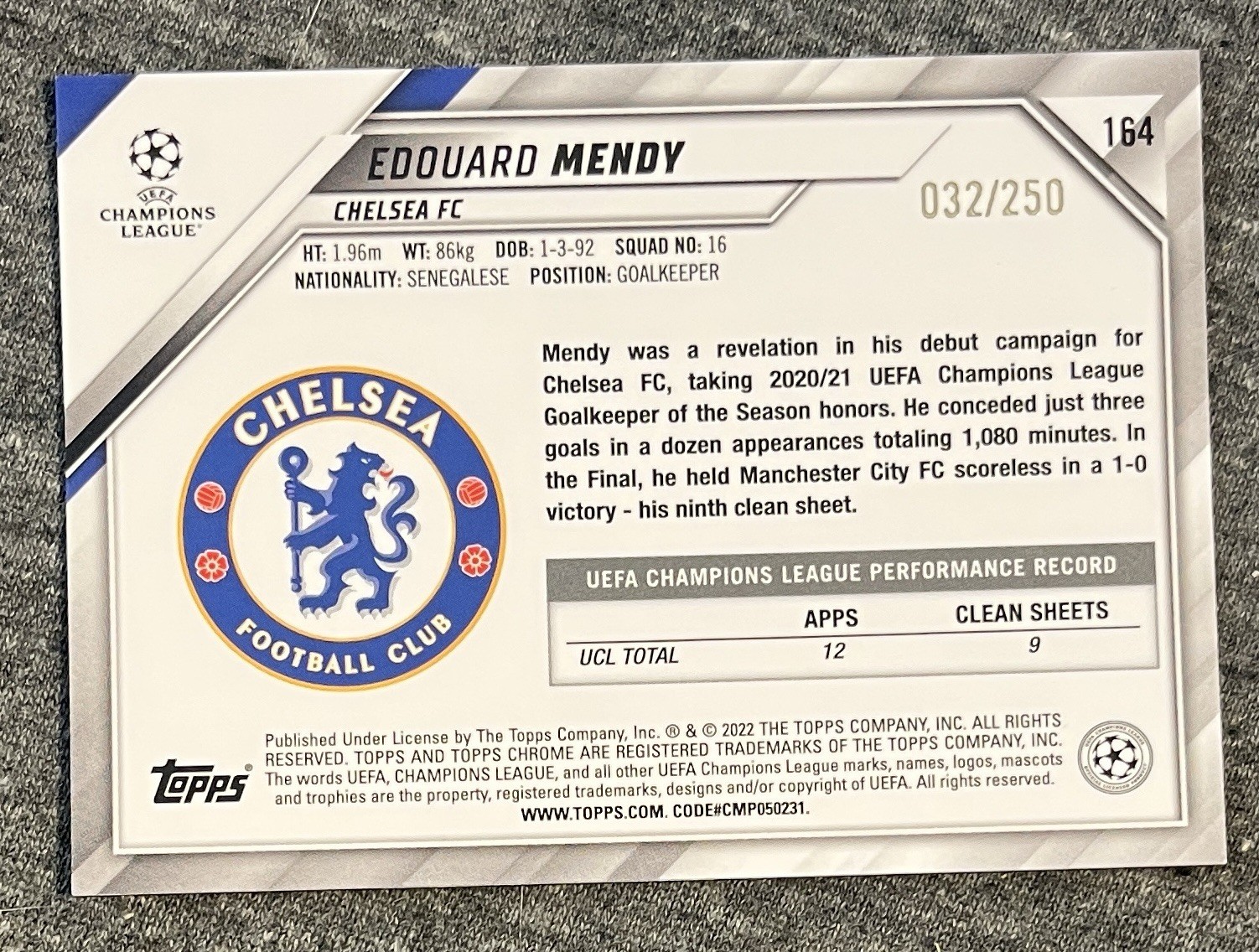 Mykhailo Mudryk Orange Mosaic and Edouard Mendy ASR 32/250 Chelsea FC Premier view 3