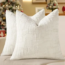 decorUhome Christmas Cream White Chenille 20 x 20 (Pack of 2), 