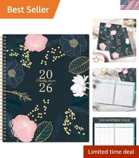Elegant 2026 Monthly Planner - January to December, 9 x 11'', Twin-Wire Design