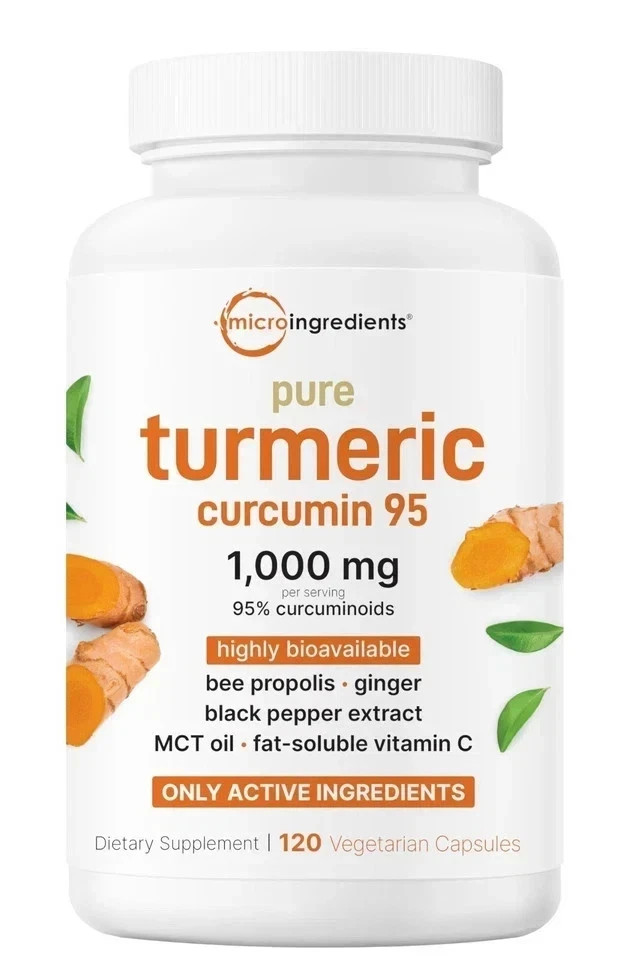 1000mg Pure Turmeric Curcumin | 95% Curcuminoids | 120 Vegan Friendly Capsules