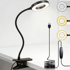LED Clip on Book Light Desk Lamp with 3 Color Modes,10 Brightness Levels Flexibl