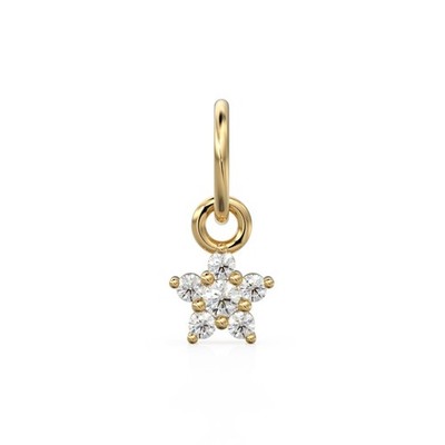 14k Massiv Gold Natürlicher Diamant Zierlich Floral Cluster Charm Anhänger 0,70tdw