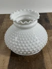 Vintage White Milk Glass Hobnail Ruffled Top Hurricane Lamp Shade 7''