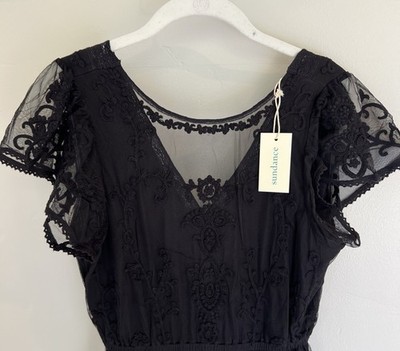 NWT Sundance Catalog Black  Mayfield Embroidered Dress  Size XL