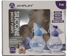 Amplim Manual Breast Pump, Gen 3 Food Grade Silicone Milk Collector Blue Purple