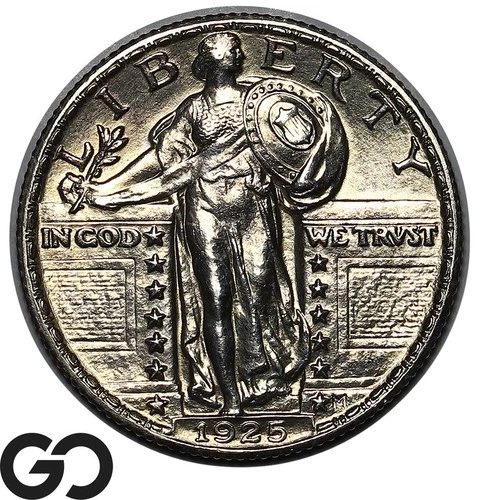 1925 Standing Liberty Quarter, Lustrous Gem BU++, Strong Head