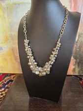 Evening Gold Glam Cluster Necklace Simply Vera Wang Faceted Sparkle Beads Retro 